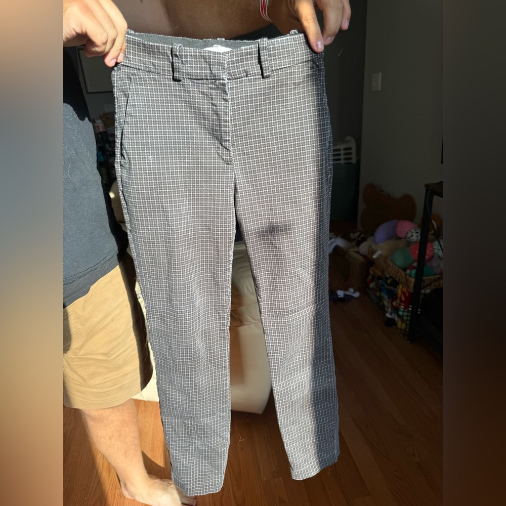 H&M Women's Gray Checkered Work Pants